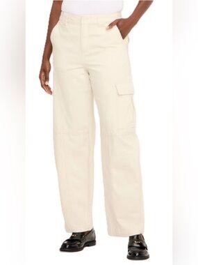 NWT Woolrich Women's Cargo Barrel Jean Ivory Cream Utility Pants Size 6